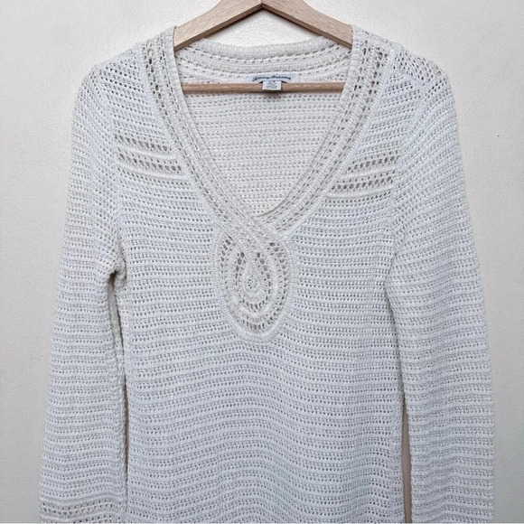 Tommy Bahama Womens Small Sand Dollar Shimmer  Tunic Sweater In Soft Gold - Picture 5 of 16